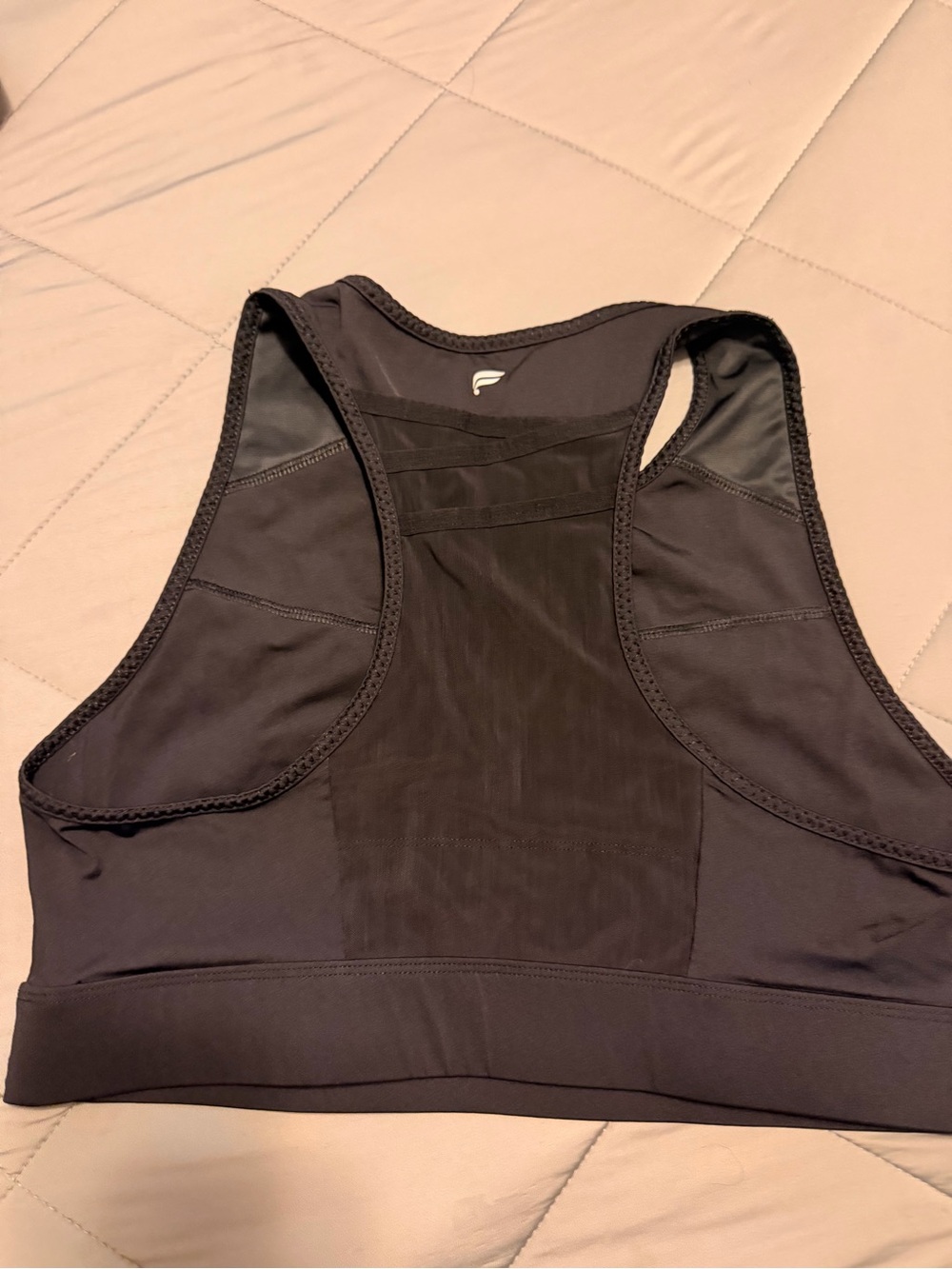 Fabletics Black Racerback Mesh-Back Sports Bra